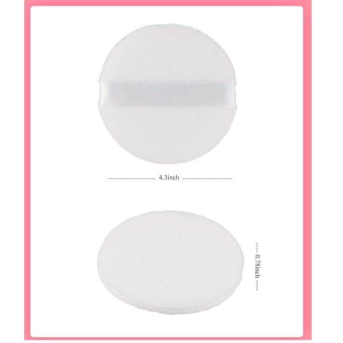 Large Loose powder Puff, 4.3'' XL Body Puff with Ribbon (10.9cm) (5PCS)