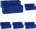 Amazon Basics Collapsible Fabric Storage Bins with Handles, Cube Organizer for Home Organization, 10.5"x10.5"x11", Navy, 6 Count (Pack of 5)