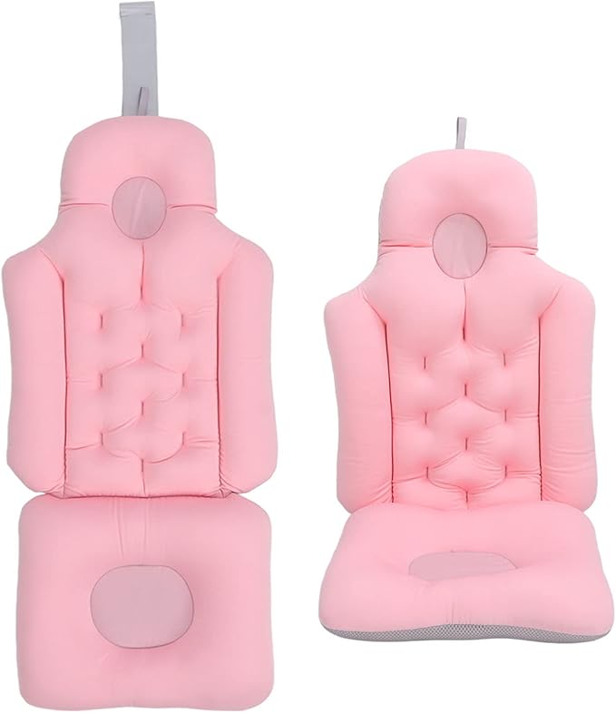Bathtub Cushion Bathtub Pillow Soft Breathable Folding Headrest Back Support Bath Pillow Cushion for Adults Spa(Pink)