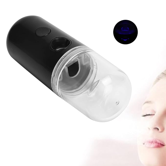 Nano Facial Mister, Mini Facial Steamer Face Humidifier Portable Sprayer, Handheld Face Mist Sprayer Rechargeable Moisturizing Hydrating Face Humidifier Sprayer (Black)