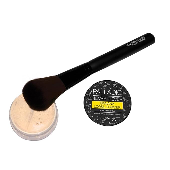 Palladio Powder Brush, Large All Over Face Makeup Brush, Buffs Loose Powder, Flawless Blending, Smooth Finish, Synthetic Natural Bristles, Soft Feel, Comfortable Grip, Professional Application.
