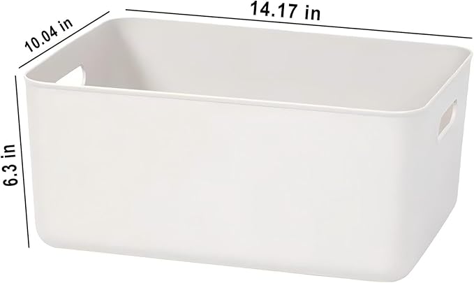 Ytteve Light Grey 2-Pack Large Plastic Storage Bins with Handles, 14.2" x 10" x 6.3" Stackable Organizer Containers for Kitchen Pantry, Closet, Bathroom, Office & Cabinet Drawers