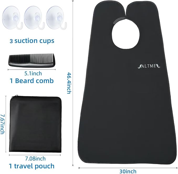 Beard Bib, Non-Stick Beard Apron, Waterproof Beard Trimming Catcher, Breathable Beard Catcher for Shaving, Premium Beard Accessories for Men, Gifts for Men Husband Boyfriend