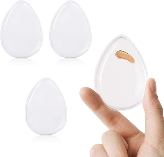 Washable Silicone Sponge Jelly Applicator for Cream Gel Foundation - Face Silisponge Cosmetic Beauty Makeup Tools Blender White 4PCS