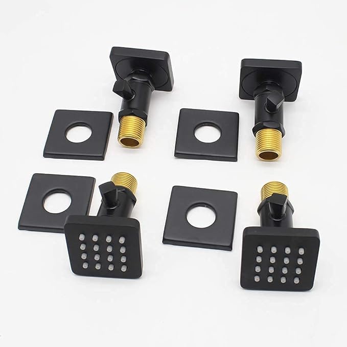 Shower Body Spray Solid Brass Massage Jets Wall Mount, Matte Black Showerhead Can Swivel, Flow Can Be Controlled (4pcs, Matte Black)