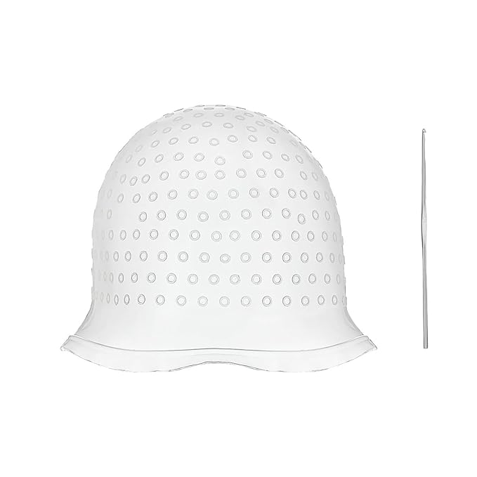 1 Pieces Professional Reusable Hair Coloring Highlighting Cap, Reusable Salon Coloring Tool, White, Blue, Pink (White)