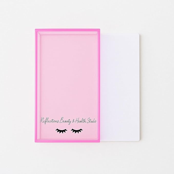 Acrylic Eyelash Storage Box - Eyelash Extension Organizer Box - Lash Organizer Tiles for Lash Extension - Perfect for Eyelash Holder, Eyelash Case and Eyelash Storage Case (pastel pink & white)