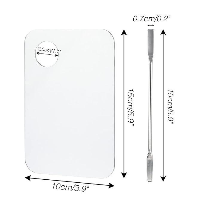G2PLUS 2PCS Acrylic Cosmetic Palette with 2PCS Spatula,Makeup Palette Mixing Tray Apply for Eye Shadow Nail Art Pigment Blending (Rectangle)