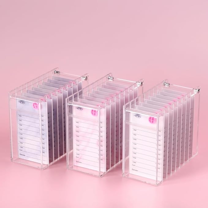 8 Layers Acrylic Eyelash Storage Organizer, Grafting False Eyelashes Display with 8 Pallets, Dustproof Cosmetic Beauty Extension Supplies (White)