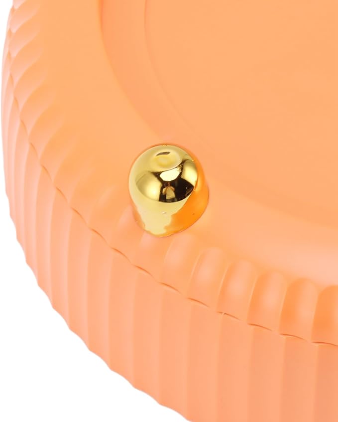 Fydun Rotating Plate, 360 Degree Storage Rack Organizer Round Cosmetic Shelf Basket Turntable for Kitchen Cabinet Pantry Small White Lazy Susans Refrigerator (Orange)