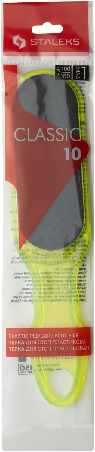 STALEKS Classic 10 Type 1 Plastic Foot File (100/180 Grit) – Ergonomic Double-Sided Pedicure Tool for Smoothing & Polishing Rough Skin