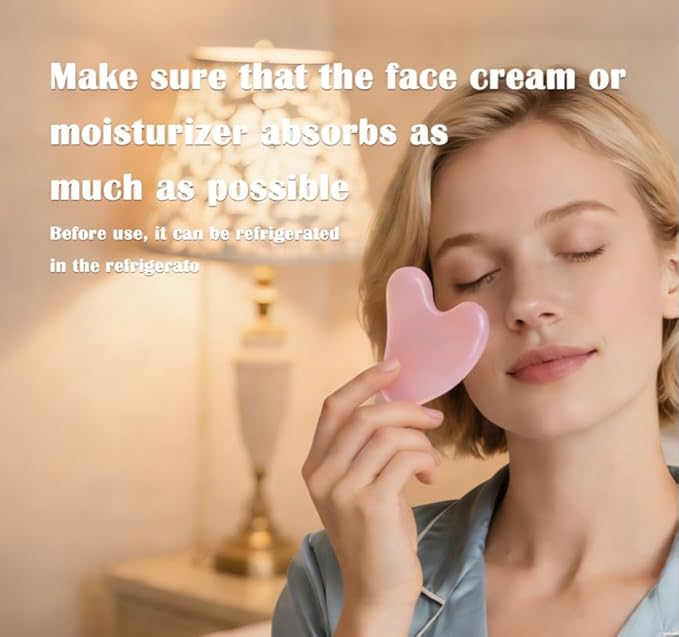 Jade Roller Gua Sha Tools – Nature Gua Sha Facial Tool Skin Tightening Face Massager Anti-Aging Jade Face Roller Puffiness Reducing Guasha Stone for Women Men (Light Pink)