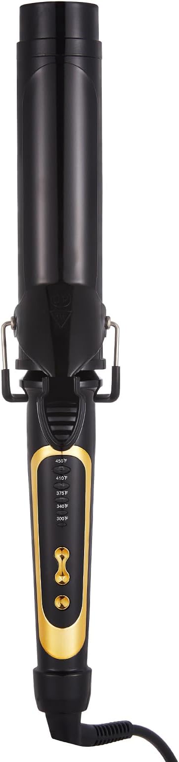 Lanvier 1 1/2 Inch Curling Iron 1.5" Barrel Curling for Medium & Long Hair with Soft and Relax Curls, Up to 450°F Worldwide Voltage (100-240V) Hair Curler for Traveling, Hair Waving Style Tool – Black