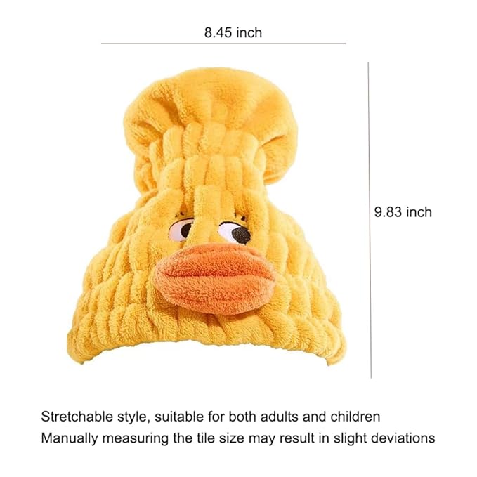 2-Pack Ultra Absorbent Boys Duck Hair Dry Wrap Towel, Cute Animal Quick Drying Cap for Kids, New Microfiber Hair Towel Wrap Dry Turban Soft Plopping Head Towels Shower Cap