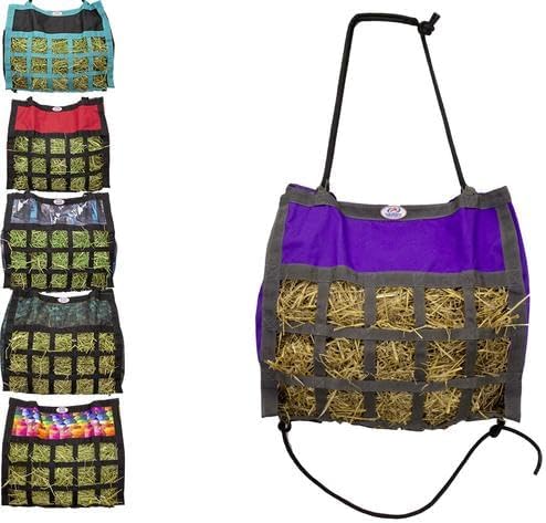 Derby Originals Scratchless Slow Feeder Horse Hay Bag with Super Tough Bottom and 6 Month Warranty (Purple with Charcoal Trim)