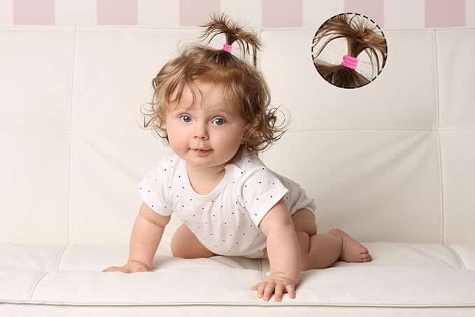 CÉLLOT 360PCS Baby Hair Ties, 36 Multicolors Elastic Hair Ties,2cm in Diameter No Crease Finger Rubber Hair Elastics,Small Thin Hair Ponytail Holders Hair Accessories for Baby Girls Toddlers Kids