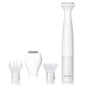 Panasonic Bikini Trimmer and Shaver for Women with 4 Attachments for Fast Easy Gentle Grooming in Intimate Areas, Use Wet/Dry, Electric Razor, Battery-Operated – ES-WV62-H (White/Silver)