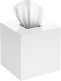 Tissue Box Cover Square, Modern Acrylic Tissues Holder, Facial Tissue Holder, Modern Tissue Dispenser for Bathroom Vanity Bedroom Office, Shiny White