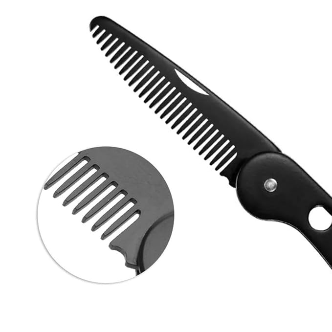 Stainless Steel Folding Beard Comb, Portable Multifunction Anti Static Comb for Men Mustache Styling