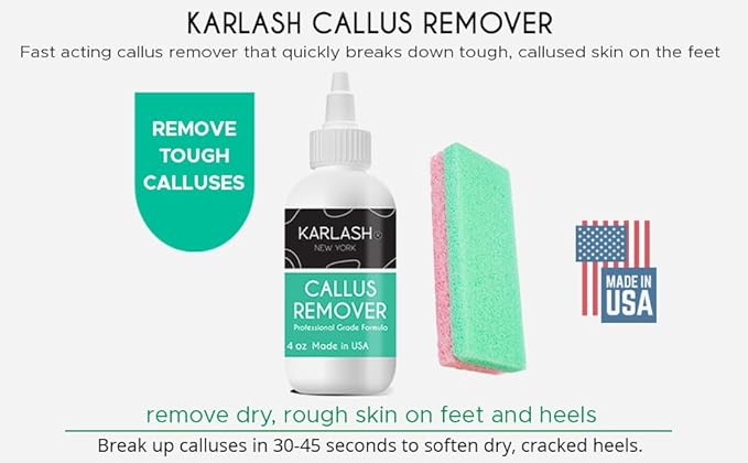 Karlash Callus Remover Gel for Feet and Foot Pumice Stone Scrubber Kit Remove Hard Skins Heels and Tough Callouses from feet Quickly and Effortless 4 oz (4 Ounce)