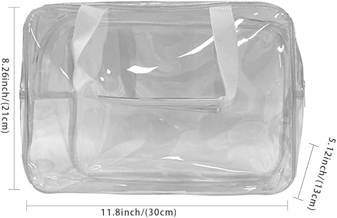Large Clear Transparent Gift Pouch Wash Travel Makeup Cosmetic Bag with Handle for Travel Bathroom Toiletry Organizer (Clear)