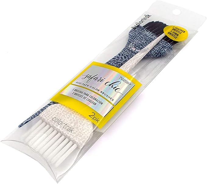 Colortrak Safari Chic Color Brushes, Prints, Perfect for Multiple Colors, Highlights, or Lowlights, 1 Firm Bristle and 1 Ultra Soft Feather Brush, Reusable and Easily Washable, 2 Brushes