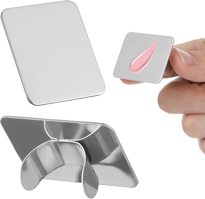 2PCS Nail Art Palette: 2Pcs Makeup Mixing Plate Ring - Stainless Steel Nail Art Cosmetic Ring Palette Metal DIY Paint Color Mixing Palette Tool