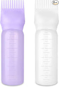 2 Pack Root Comb Applicator Bottle Oil Applicator for Hair Dye Hair Oiling Bottle with Graduated Scale, 6 Ounce (Purple & White)