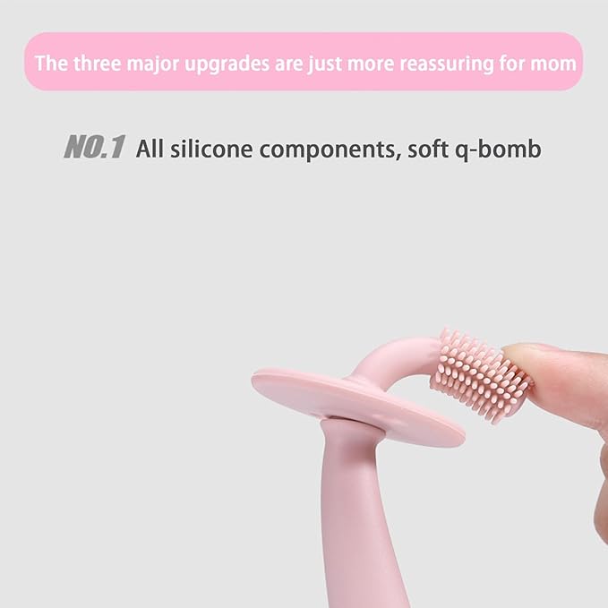 Infant Toothbrush – 360° Baby Toothbrush, Suction Base | Silicone Teething Toy, Soft Toddler Gum Massager, Pacifier Accessory, Ergonomic Care Tool, Gentle Bristle Baby Brush, Training Toothbrushh