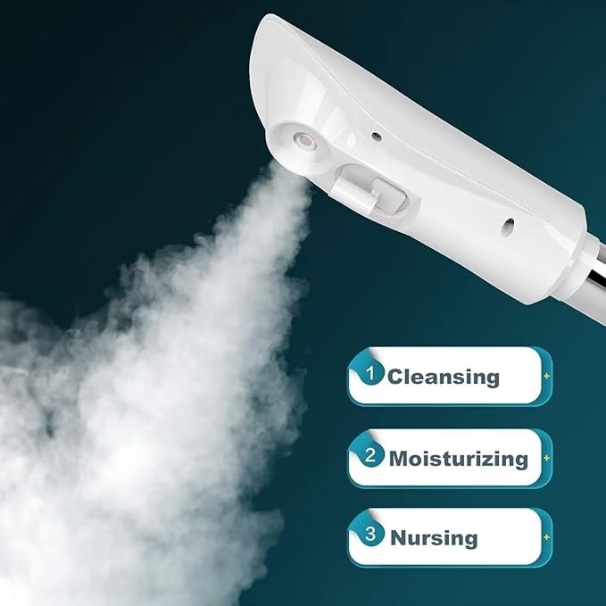 Professional Facial Steamer, Hot Mist, Ozone Humidifier, Can Use at Home and Beauty Salon, Extract Blackheads, Rejuvenate and Hydrate Your Face Skin for Youthful Complexion, White