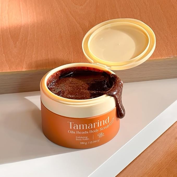 Tamarind Almond Oil Beads Body Scrub – Gentle Exfoliating Body Polish, Oil-Based Texture, 300g