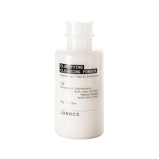 JUNO & Co. JADE Clarifying Cleansing Powder, Refillable Enzyme Face Cleanser, Gentle Exfoliating Powder-to-Foam Cleanser with Rice & Papaya Enzymes, For Smooth Hydrated Skin, 35g