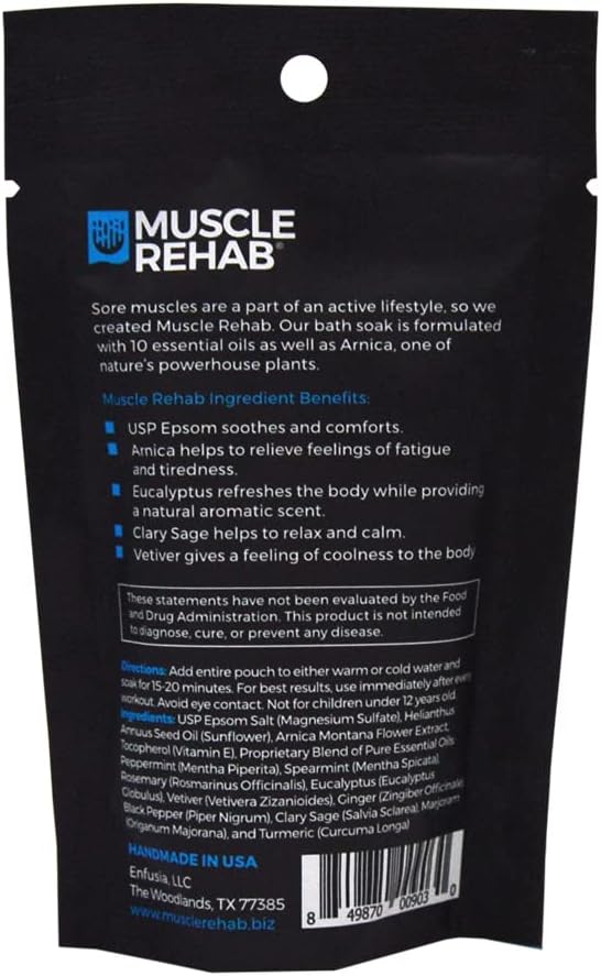 Epsom Salt Bath Soak 5 Travel Packets - with Arnica and Magnesium for Muscle Pain Relief - Portable Foot Soak for Athletes and Active Recovery