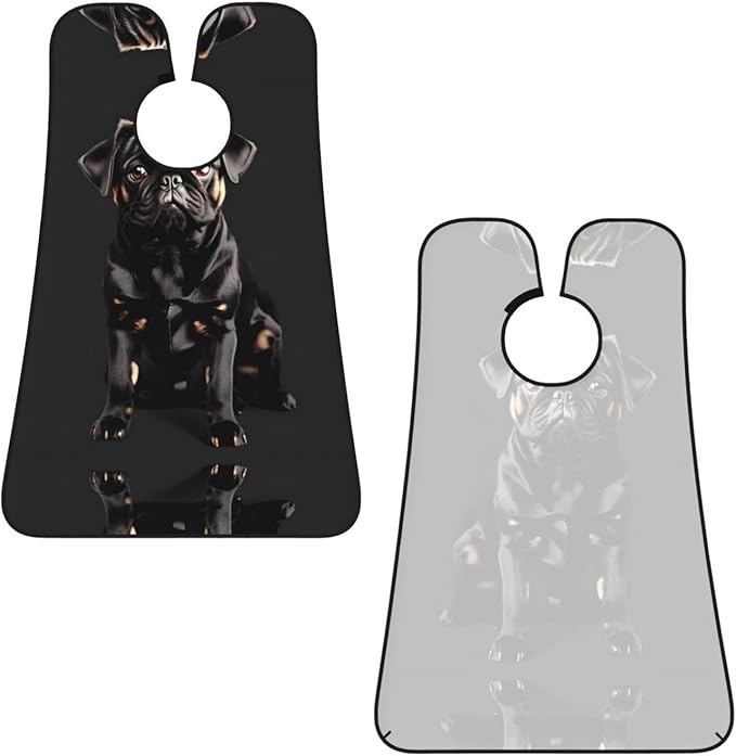 Cute Black Pug Dog-Standard-Scale-2_00x Print Beard Bib Shaving Apron, Beard Hair Trimming Cape Gift For Dad