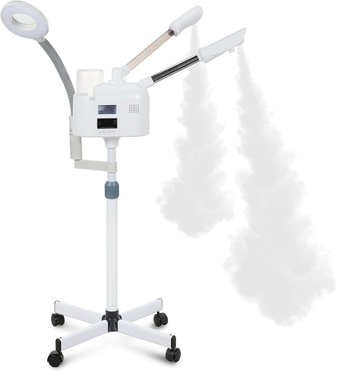 VARIPOWDER 3 in 1 Professional Facial Steamer for Face with Hot & Cold Nozzle 5X Magnifying Lamp Facial Steamer for Esthetician vaporizador Facial Use at Home or Spa