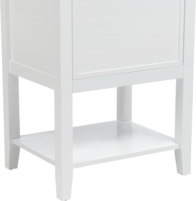 Bellemave 20" Small Bathroom Vanity with Sink, Modern Bathroom Storage Cabinet with Door and Storage Rack, Free Standing Single Basin Vanity with Open Shelf, Undermount Ceramic Sink, White
