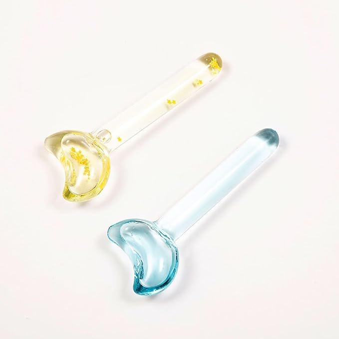 Ice Globes for Facials, Cooling Face Massage Roller with Crescent Glitter Design, Professional Beauty Tool for Salons Home Face Neck Under Eye Care
