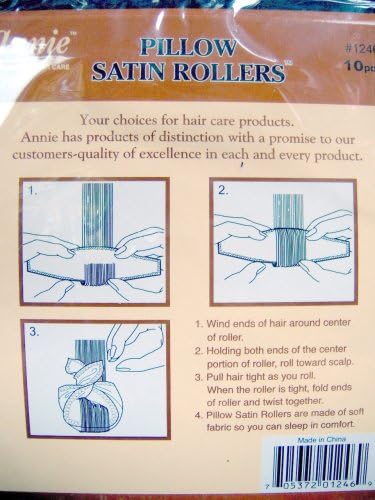 Annie Pillow Soft Rollers, 10 Count, White, No Pins or Clips Needed, Soft Satin Fabric Helps Prevent Breakage, Snap Lock Closure, Pillow Hair Rollers for Styling