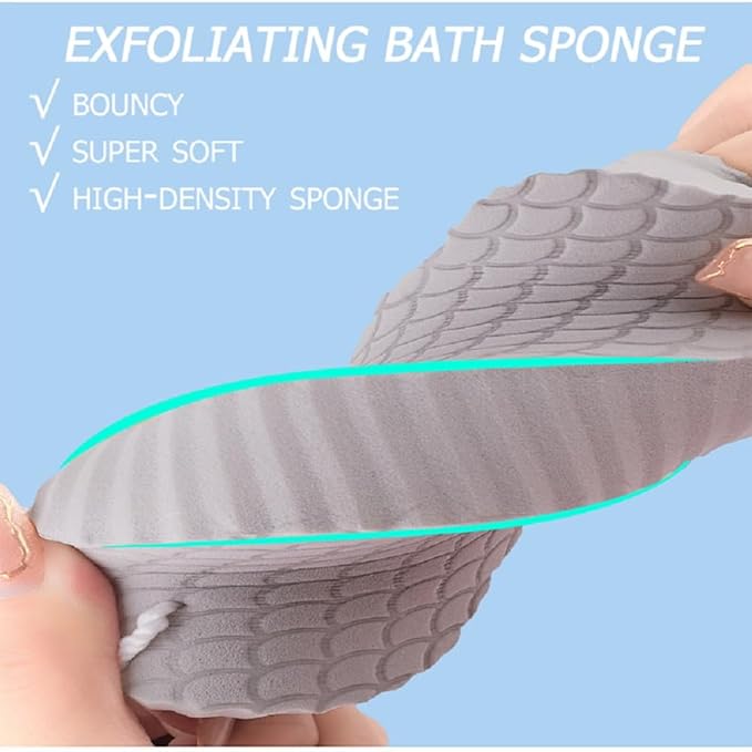 3 PCS Magic Exfoliating Bath Sponge,3D Super Soft Exfoliating Bath Sponge,Remover Dead Skin for Adults Children and Women,Reusable (Blue+Pink+Gray)