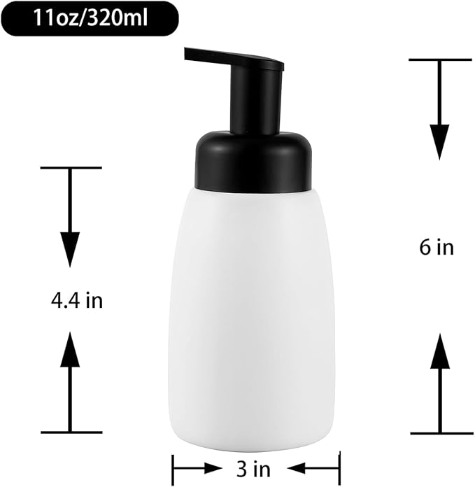 UUJOLY Foaming Hand Soap Dispenser, Ceramic Jar, White, 2 Pack