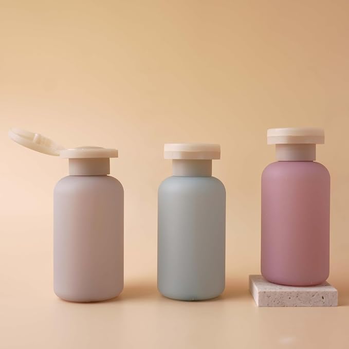 3.4oz Travel Shampoo Bottle with Flip Cap, Leak Proof Plastic Squeeze Bottles, Reusable Empty Travel Shampoo and Conditioner Bottles for Creams, Lotion, Foundation, Conditioner (Garden Series, 4Pcs)
