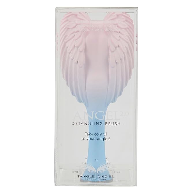 Detangling Hair Brush - Anti Static Angel Wing Hair Brush with Soft & Flexible Bristle for Straight & Wavy Hair - Tangle Angel Hair Detangler Brushes for Blow Drying & Shower - Two Tone Pink Blue