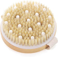 Bamboo Dry Body Brush Back Scrubber for Shower Handheld Bath Massage Brushes with Silicone Nodes Natural Bristle Brushing Exfoliator