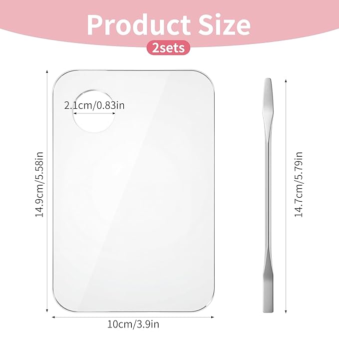 4Pcs Makeup Mixing Palette Set, Acrylic Foundation Palette with Spatula Tool, Professional Makeup Mixing Tray for Women Girls Blending Eye Shadow Lipsticks Nail Art Beauty Salon