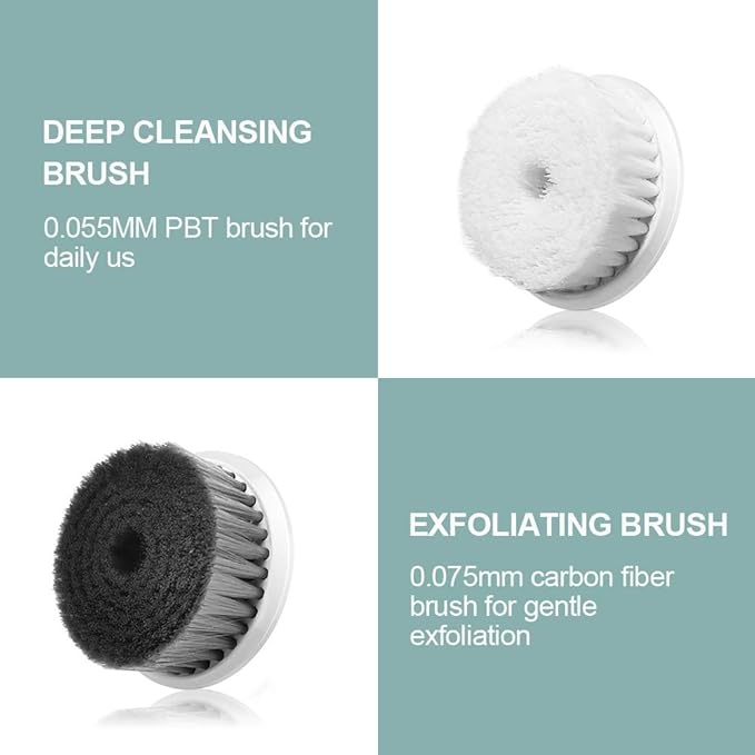 Face Scrubber Exfoliator, TOUCHBeauty Upgraded Rechargeable Electric Facial Cleansing Brushes with 3 Brush Heads,360° Spin Rotation for Exfoliating, Massaging and Deep Cleansing, Waterproof