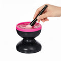 ÉCLAT Electric Makeup Brush Cleaner Machine, Remove Residue on Brush, Sponge, Powder Puffs, Cosmetic Tool Cleaner, No Batteries Needed, Portable Spinning Washer Saves Cleanser Solution (Black/Pink)