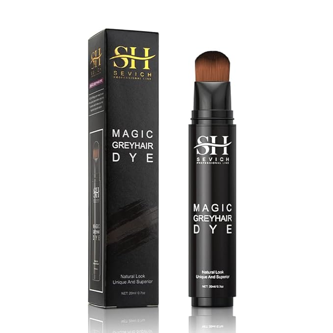 SEVICH Grey Hair Dye Brush Pens - Hair Root Touch Up Temporary White Hair Cover for Solon Home 20ml Darkbrown