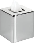 mDesign Metal Square Tissue Box Cover, Modern Facial Paper Holder - Accessories for Bathroom Vanity Countertop, Bedroom Dresser, Night Stand, Desk, Office and End Table - Unity Collection - Chrome