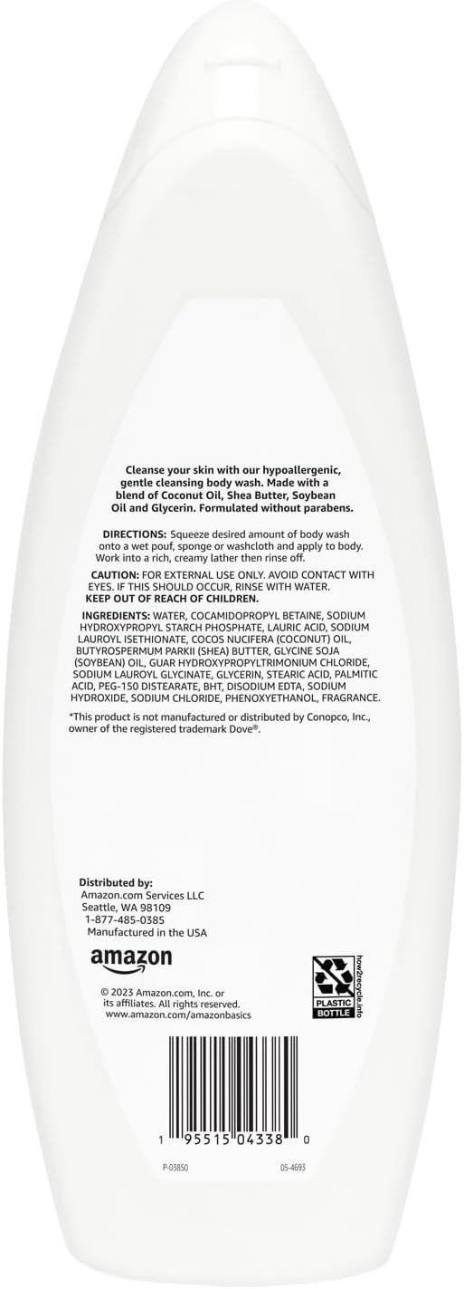 Amazon Basics Body Wash for Sensitive Skin, Hypoallergenic 22 fl oz (Pack of 2)