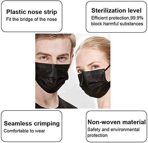 Hyegiir 3 Ply 100 Pack Disposable Face Masks Individually Wrapped For Daily Protection (Black)